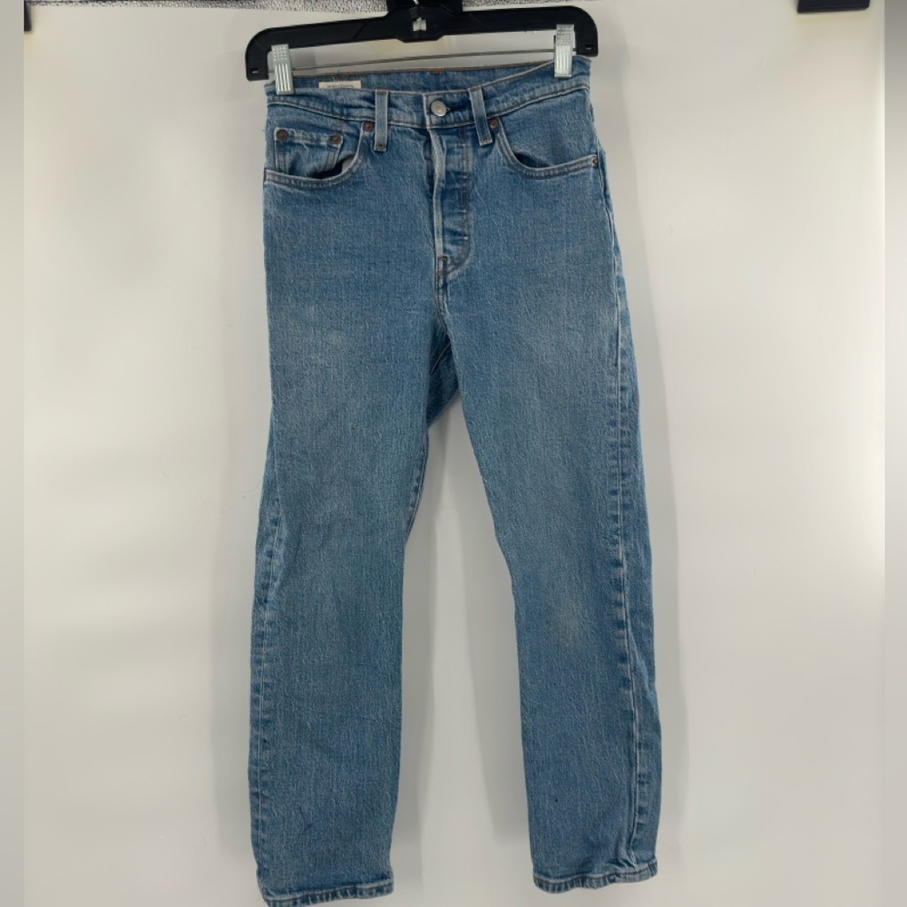 Levi’s 501 button fly blue jeans straight leg size W24 L26